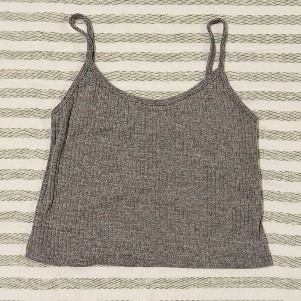 Topshop Gray Ribbed Tank Top